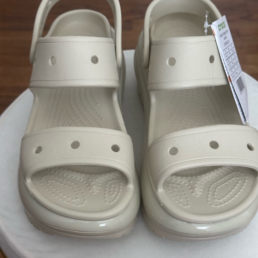 Cream Crocs Platform Sandals